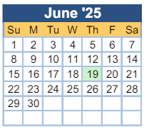 District School Academic Calendar for Johnson Magnet for June 2025