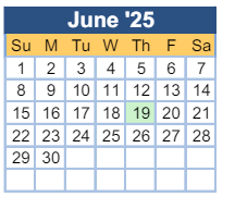 District School Academic Calendar for Sego Middle School for June 2025