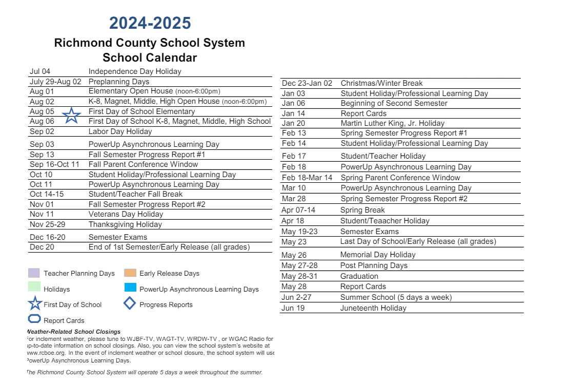 District School Academic Calendar Key for Freedom Park Elementary