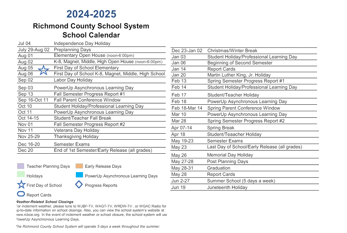 District School Academic Calendar Key for Laney High School