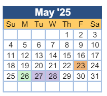 District School Academic Calendar for Sue Reynolds Elementary School for May 2025