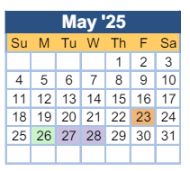 District School Academic Calendar for Richmond County Alternative School for May 2025