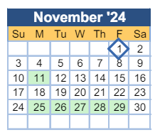District School Academic Calendar for Glenn Hills Middle School for November 2024