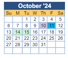 District School Academic Calendar for Hains Elementary School for October 2024