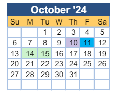 District School Academic Calendar for Freedom Park Elementary for October 2024