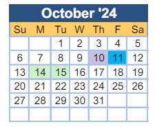 District School Academic Calendar for Hephzibah Elementary School for October 2024