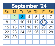 District School Academic Calendar for Tutt Middle School for September 2024