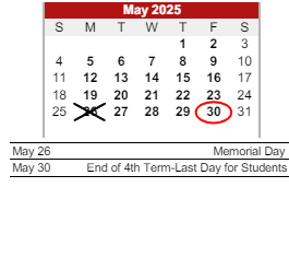District School Academic Calendar for Henry S Evans Elementary Sch for May 2025
