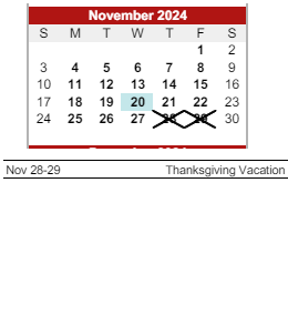 District School Academic Calendar for Henry S Evans Elementary Sch for November 2024