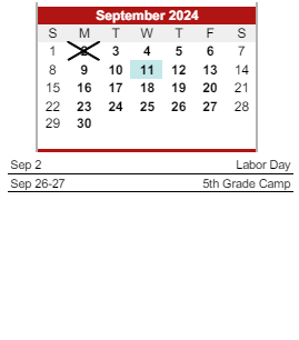 District School Academic Calendar for Henry S Evans Elementary Sch for September 2024