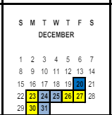 District School Academic Calendar for Raincross High (CONT.) for December 2024