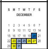 District School Academic Calendar for Franklin (benjamin) Elementary for December 2024