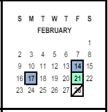 District School Academic Calendar for University Heights Middle for February 2025