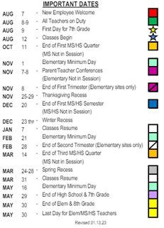 District School Academic Calendar Legend for Franklin (benjamin) Elementary