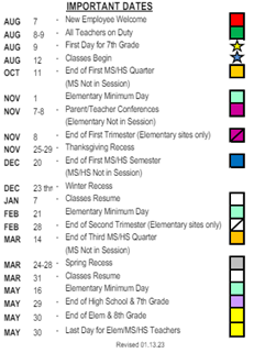 District School Academic Calendar Legend for Raincross High (CONT.)