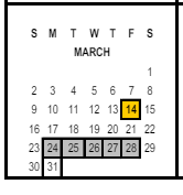 District School Academic Calendar for North (john W.) High for March 2025