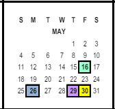 District School Academic Calendar for Longfellow Elementary for May 2025