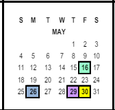 District School Academic Calendar for Highgrove Elementary for May 2025