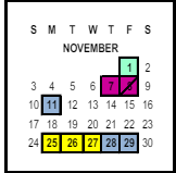 District School Academic Calendar for Earhart (amelia) Middle for November 2024