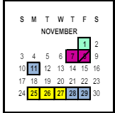 District School Academic Calendar for Central Middle for November 2024