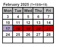 District School Academic Calendar for Intrntnl Finance & Econ Dev HS At Franklin for February 2025