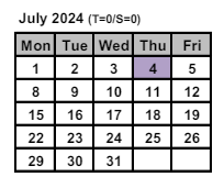 District School Academic Calendar for Intrntnl Finance & Econ Dev HS At Franklin for July 2024