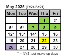 District School Academic Calendar for Intrntnl Finance & Econ Dev HS At Franklin for May 2025