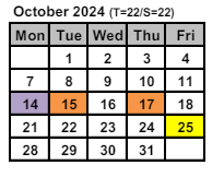 District School Academic Calendar for Intrntnl Finance & Econ Dev HS At Franklin for October 2024