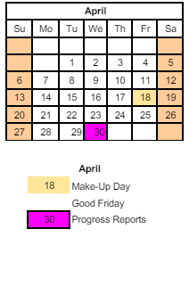 District School Academic Calendar for George M Riddle Elem School for April 2025