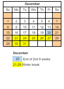 District School Academic Calendar for George M Riddle Elem School for December 2024