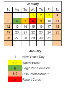 District School Academic Calendar for George M Riddle Elem School for January 2025