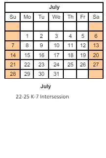 District School Academic Calendar for George M Riddle Elem School for July 2024