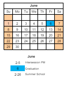 District School Academic Calendar for George M Riddle Elem School for June 2025