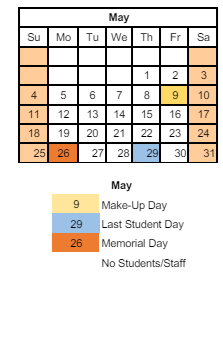 District School Academic Calendar for George M Riddle Elem School for May 2025