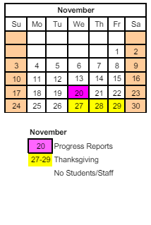 District School Academic Calendar for George M Riddle Elem School for November 2024