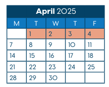 District School Academic Calendar for Hawthorne Diploma Program for April 2025