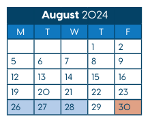 District School Academic Calendar for Hawthorne Diploma Program for August 2024