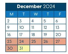 District School Academic Calendar for Hawthorne Diploma Program for December 2024