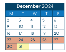 District School Academic Calendar for Folwell Elementary for December 2024