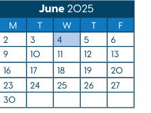 District School Academic Calendar for Hawthorne Diploma Program for June 2025