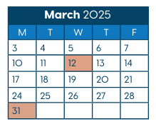 District School Academic Calendar for Folwell Elementary for March 2025
