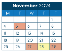 District School Academic Calendar for Hawthorne Diploma Program for November 2024