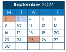 District School Academic Calendar for Pinewood Elementary for September 2024