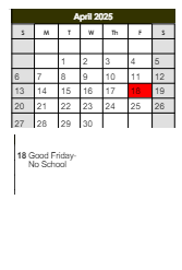District School Academic Calendar for Barbour Two-way Lang Immersion for April 2025