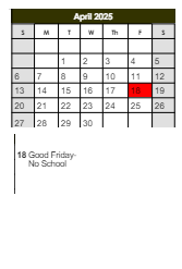 District School Academic Calendar for West Middle School for April 2025