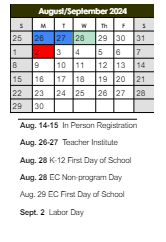 District School Academic Calendar for King Gifted School for August 2024