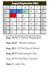 District School Academic Calendar for Julia Lathrop Elem School for August 2024