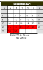 District School Academic Calendar for Barbour Two-way Lang Immersion for December 2024