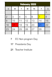 District School Academic Calendar for Wilson Middle Sch for February 2025