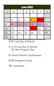 District School Academic Calendar for Barbour Two-way Lang Immersion for June 2025